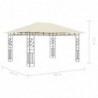 Pavillon Willrich mit Moskitonetz & LED-Lichterkette 4x3x2,73m Cremeweiß