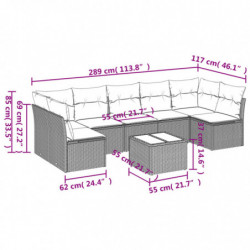 8-tlg. Garten-Sofagarnitur mit Kissen Schwarz Poly Rattan