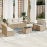 8-tlg. Garten-Sofagarnitur mit Kissen Beige Poly Rattan