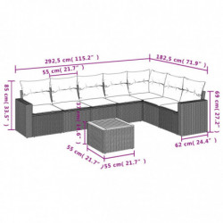 8-tlg. Garten-Sofagarnitur mit Kissen Schwarz Poly Rattan