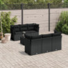 7-tlg. Garten-Sofagarnitur mit Kissen Schwarz Poly Rattan