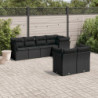 7-tlg. Garten-Sofagarnitur mit Kissen Schwarz Poly Rattan