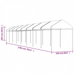 Pavillon mit Dach Weiß 17,84x2,28x2,69 m Polyethylen