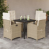 5-tlg. Garten-Essgruppe mit Kissen Beige Poly Rattan