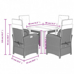 5-tlg. Garten-Essgruppe mit Kissen Beigemischung Poly Rattan