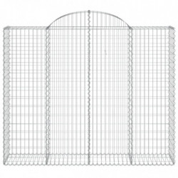 Gabionen mit Hochbogen 5 Stk. 200x50x160/180cm Verzinktes Eisen