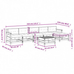 7-tlg. Garten-Lounge-Set mit Kissen Weiß Massivholz