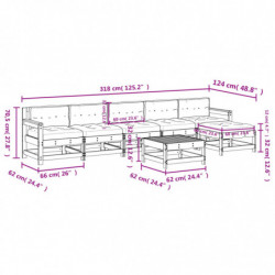 7-tlg. Garten-Lounge-Set mit Kissen Schwarz Massivholz