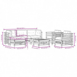 7-tlg. Garten-Lounge-Set mit Kissen Massivholz