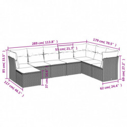 8-tlg. Garten-Sofagarnitur mit Kissen Grau Poly Rattan