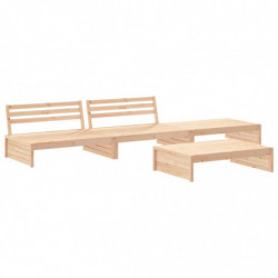 4-tlg. Garten-Lounge-Set mit Kissen Massivholz