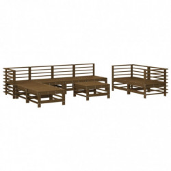 9-tlg. Garten-Lounge-Set Honigbraun Massivholz Kiefer