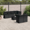 8-tlg. Garten-Sofagarnitur mit Kissen Schwarz Poly Rattan