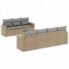 8-tlg. Garten-Sofagarnitur mit Kissen Beige Poly Rattan