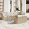 8-tlg. Garten-Sofagarnitur mit Kissen Beige Poly Rattan