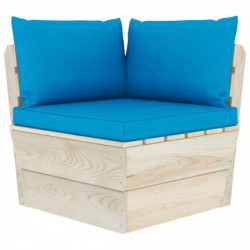 Garten-Palettensofa Tugce 3-Sitzer mit Kissen Fichtenholz