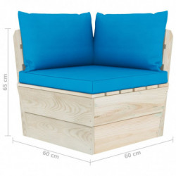 Garten-Palettensofa Tugce 3-Sitzer mit Kissen Fichtenholz