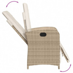 5-tlg. Garten-Essgruppe mit Kissen Beige Poly Rattan