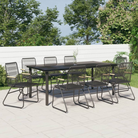 9-tlg. Garten-Essgruppe Schwarz PVC Rattan