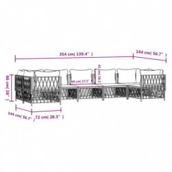 7-tlg. Garten-Lounge-Set mit Kissen Weiß Stahl