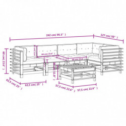 6-tlg. Garten-Lounge-Set mit Kissen Honigbraun Massivholz