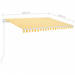 Automatische Markise mit LED & Windsensor 3,5x2,5 m Gelb/Weiß