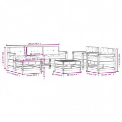 7-tlg. Garten-Lounge-Set mit Kissen Schwarz Massivholz