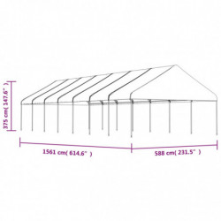 Pavillon mit Dach Weiß 15,61x5,88x3,75 m Polyethylen