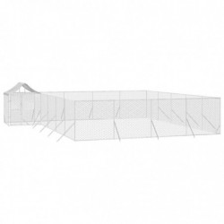 Outdoor-Hundezwinger mit Dach Silbern 10x8x2,5 m Stahl Verzinkt