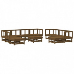 11-tlg. Garten-Lounge-Set Honigbraun Massivholz Kiefer