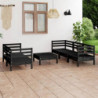 6-tlg. Garten-Lounge-Set Mahalia Schwarz Massivholz Kiefer