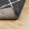 Teppich Shaggy Hochflor Modern Schwarz und Creme 60x110 cm