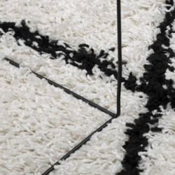Teppich Shaggy Hochflor Modern Creme und Schwarz Ø 100 cm