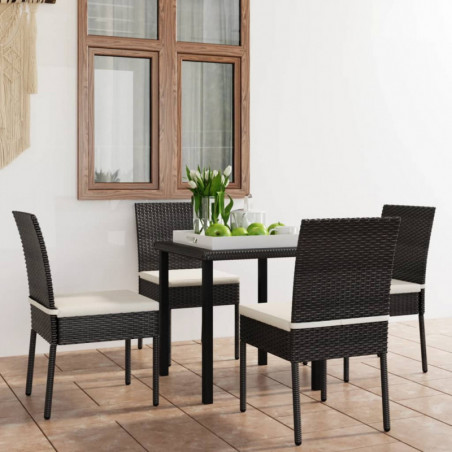 5-tlg. Garten-Essgruppe Gonzales Poly Rattan Schwarz