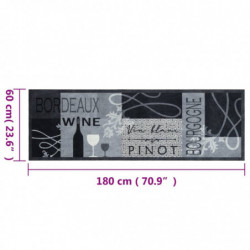 Küchenteppich Waschbar Wein Grau 60x180 cm Samt