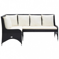 Garten-Ecksofa Slovenia 2-tlg. Poly Rattan Schwarz