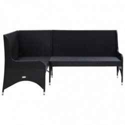 Garten-Ecksofa Slovenia 2-tlg. Poly Rattan Schwarz