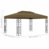 Pavillon Willy mit Doppeldach 3x4 m Taupe 180 g/m²