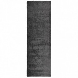 Teppich Shaggy Hochflor Modern Anthrazit 80x250 cm