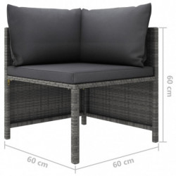 5-tlg. Garten-Lounge-Set Hendrieke mit Kissen Poly Rattan Grau