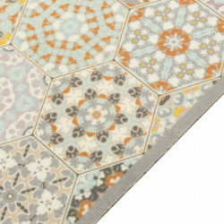 Küchenteppich Waschbar Hexagon Pastell 60x300 cm Samt