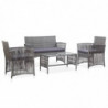 4-tlg. Garten-Lounge-Set Geli mit Auflage Poly Rattan Anthrazit