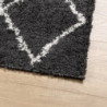 Teppich Shaggy Hochflor Modern Schwarz und Creme 160x160 cm