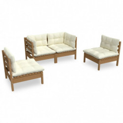 4-tlg. Garten-Lounge-Set Gene mit Kissen Kiefer Massivholz