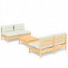 5-tlg. Garten-Lounge-Set Jacqueline mit Creme Kissen Kiefernholz