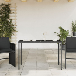 Gartentisch mit Glasplatte Schwarz 115x54x74 cm Poly Rattan