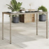 Gartentisch mit Glasplatte Grau 115x54x74 cm Poly Rattan