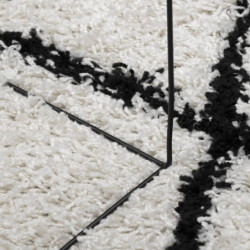 Teppich Shaggy Hochflor Modern Creme und Schwarz 160x230 cm