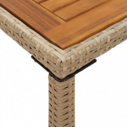 Gartentisch mit Akazienholz-Platte 115x54x74 cm Poly Rattan