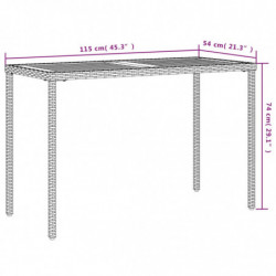 Gartentisch mit Akazienholz-Platte Grau 115x54x74cm Poly Rattan